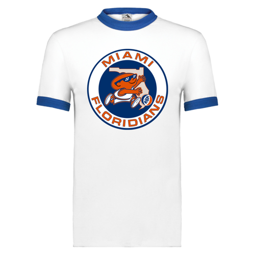 Miami Floridians ABA T-shirt Ringer American Basketball Association Team Tee color White/Royal Blue