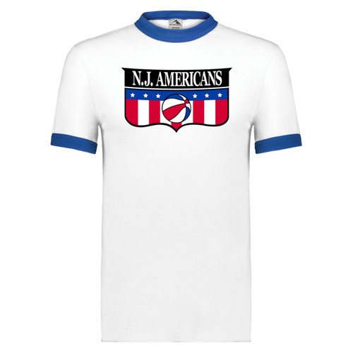 New Jersey Americans ABA T-shirt Ringer American Basketball Association Team color White/Royal Blue