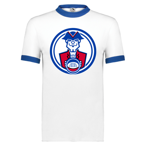 Virginia Squires ABA T-shirt Ringer American Basketball Association Team Tee color White/Royal Blue