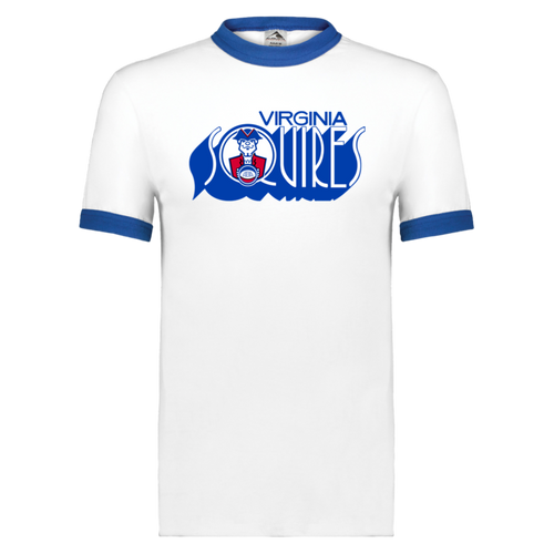 Virginia Squires ABA T-shirt Ringer American Basketball Association Team Tee color White/Royal Blue