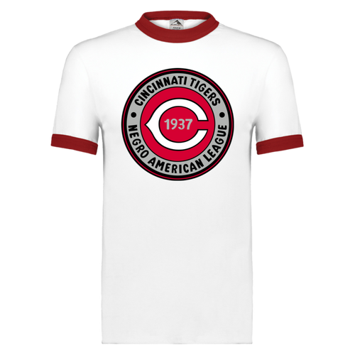 Cincinnati Tigers T-shirt Ringer Negro League Baseball White/Red