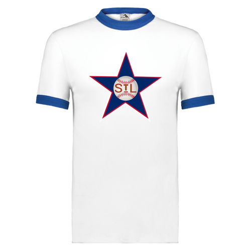 St. Louis Stars T-shirt Ringer Negro League Baseball color Heather White/Royal Blue