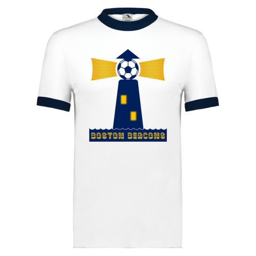 Boston Beacons T-shirt Ringer NASL Soccer color White/Navy