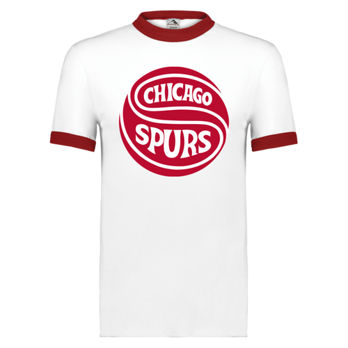 Chicago Spurs T-shirt Ringer NASL Soccer color White/Red