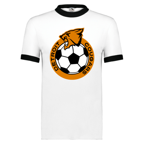 Detroit Cougars T-shirt Ringer NASL Soccer color White/Black