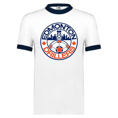 Edmonton Drillers T-shirt Ringer NASL Soccer color White/Black