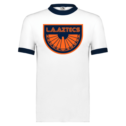 Los Angeles Aztecs T-shirt Rarified Ringer NASL Soccer color White/Navy