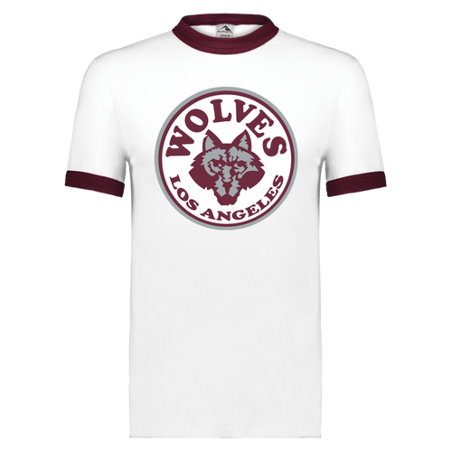 Los Angeles Wolves T-shirt Ringer NASL Soccer color White/Maroon