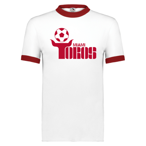 Miami Toros T-shirt Ringer NASL Soccer color White/Red