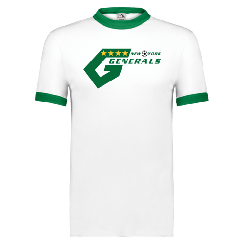 New York Generals T-shirt Ringer NASL Soccer color White/Kelly Green