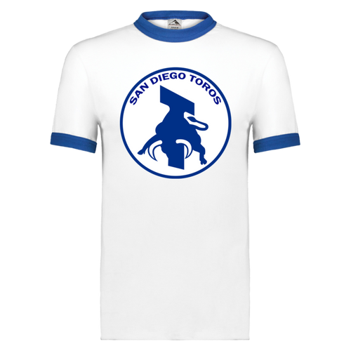 San Diego Toros T-shirt Ringer NASL Soccer color White/Royal Blue
