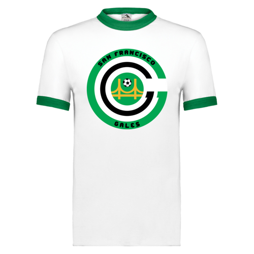 San Francisco Gales T-shirt Ringer NASL Soccer color White/Kelly Green