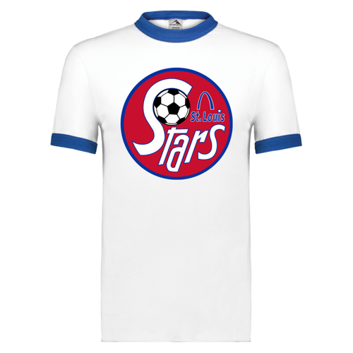 St. Louis Stars T-shirt Ringer NASL Soccer color White/Royal Blue