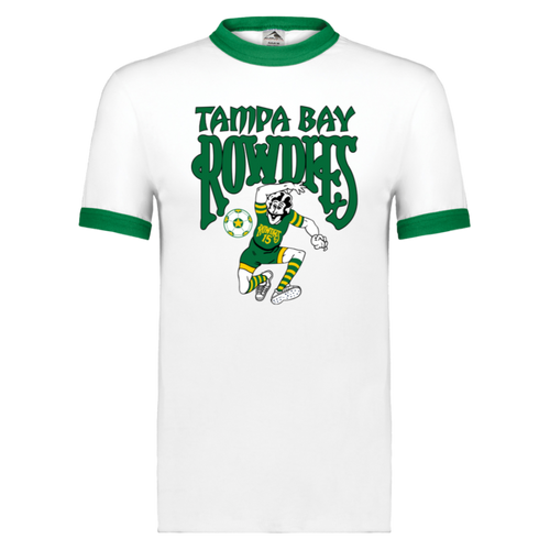Tampa Bay Rowdies T-shirt Rarified Ringer NASL Soccer color White/Kelly Green