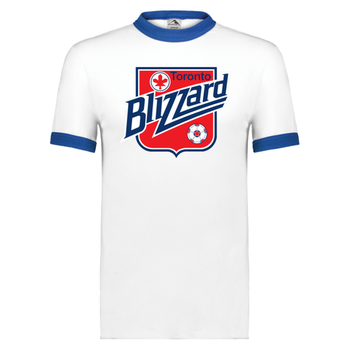 Toronto Blizzard T-shirt Rarified Ringer NASL Soccer color White/Royal Blue
