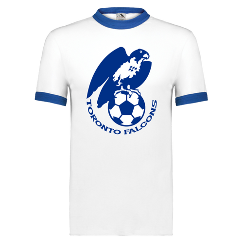 Toronto City Falcons T-shirt Ringer NASL Soccer color White/Royal Blue
