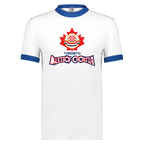Toronto Metros-Croatia T-shirt Rarified Ringer NASL Soccer color White/Royal Blue