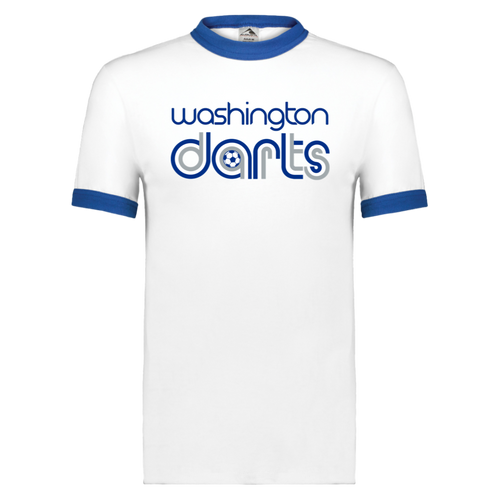 Washington Darts T-shirt Ringer NASL Soccer color White/Royal Blue