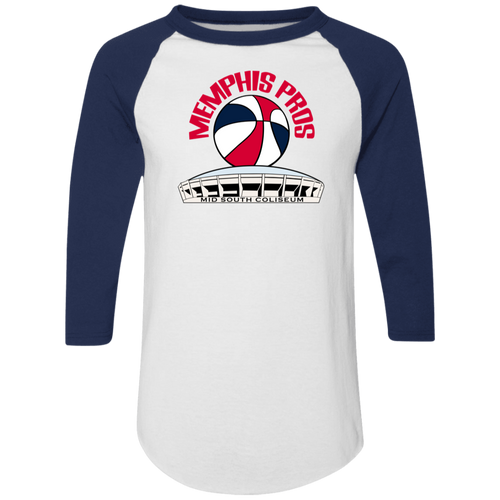 Memphis Pros Raglan Shirt ABA Basketball color White/Navy Blue