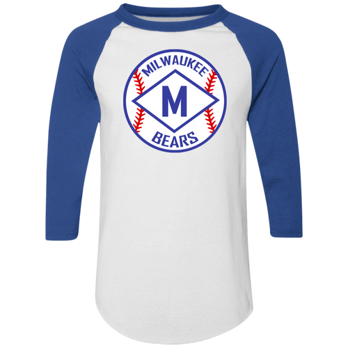 Milwaukee Bears Raglan Shirt Negro League Baseball color White/Royal Blue