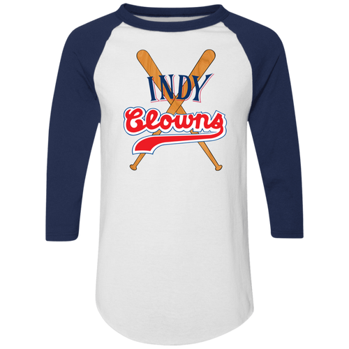 Indianapolis Clowns Raglan Shirt Negro League Baseball color White/Navy Blue