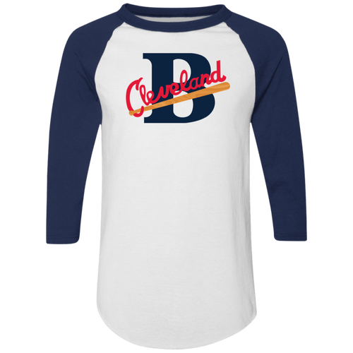 Cleveland Buckeyes Raglan Shirt Negro League Baseball color White/Navy Blue