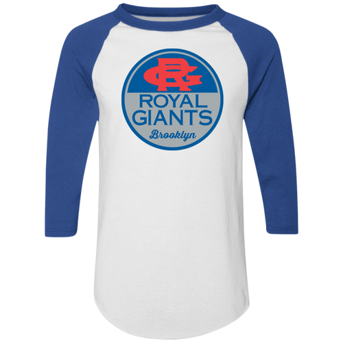 Brooklyn Royal Giants Raglan Tee Shirt color White/Royal Blue