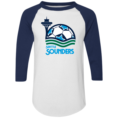 Seattle Sounders Raglan Shirt NASL Soccer color White/Navy Blue