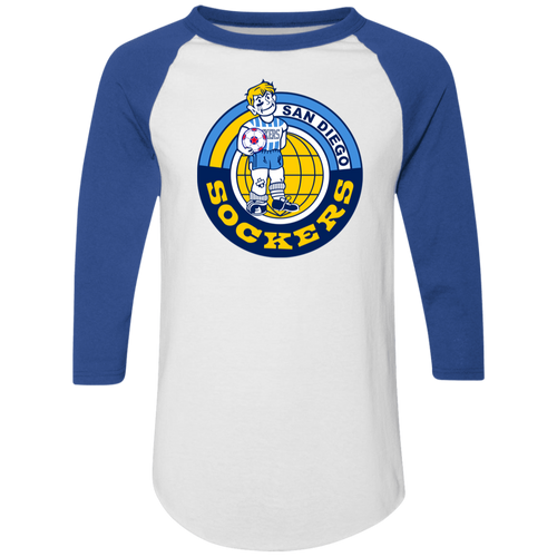 San Diego Sockers Raglan Shirt Franchise NASL Soccer color White/Royal Blue