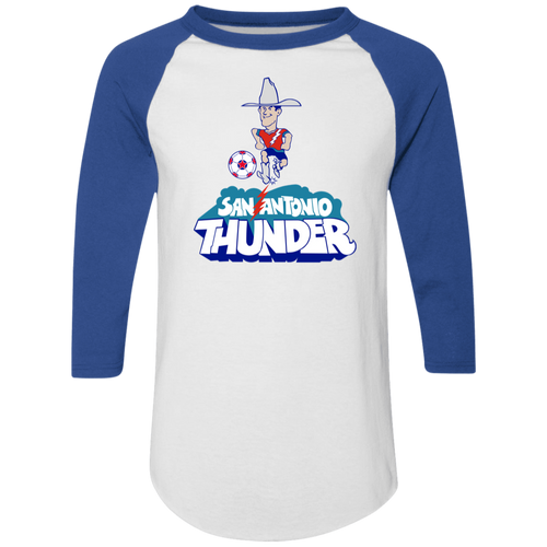 San Antonio Thunder Raglan Shirt Franchise NASL Soccer color White/Royal Blue