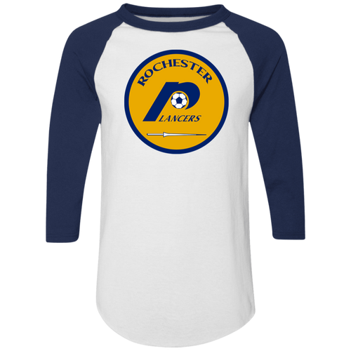 Rochester Lancers Raglan Shirt Franchise NASL Soccer color White/Navy Blue