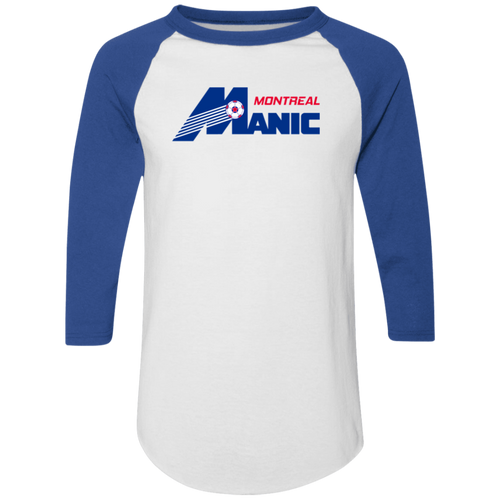Montreal Manic Raglan Shirt Franchise NASL Soccer color White/Royal Blue