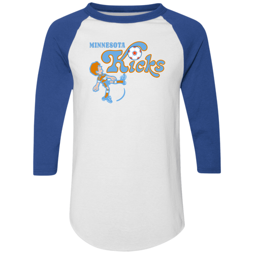 Minnesota Kicks Raglan Shirt NASL Soccer color White/Royal Blue
