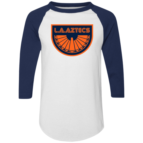 Los Angeles Aztecs Raglan Shirt NASL Soccer color White/Navy Blue