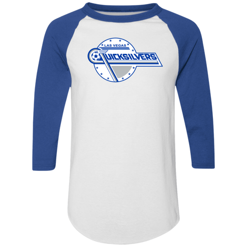 Las Vegas Quicksilvers Raglan Shirt Franchise NASL Soccer color White/Royal Blue