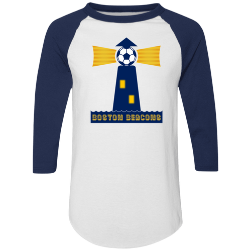 Boston Beacons Raglan Shirt NASL Soccer color White/Royal Navy Blue