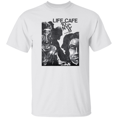 Life Cafe T-shirt New York City Nightlife Fashion Apparel color White