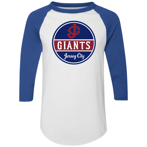 Jersey City Giants Raglan Baseball Shirt 3/4 Sleeve Negro Leagues color White/Royal Blue