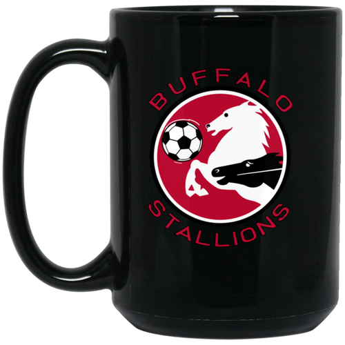 Buffalo Stallions Mug 15oz Black Glossy Ceramic MISL Soccer