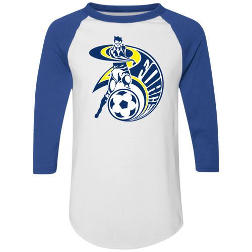 Cleveland Force Raglan Shirt Colorblock MISL Soccer color White/Royal Blue