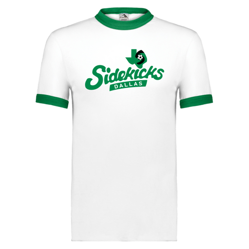 Dallas Sidekicks Ringer T-shirt MISL Soccer color White/Kelly Green