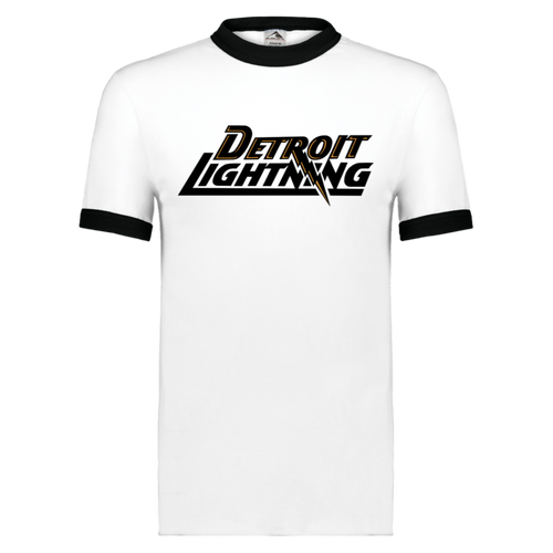 Detroit Lightning Ringer T-shirt MISL Soccer color White/Black
