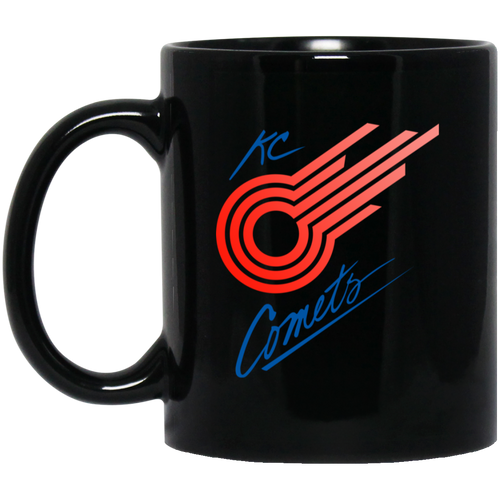 Kansas City Comets Mug 11oz Black Glossy Ceramic MISL Soccer