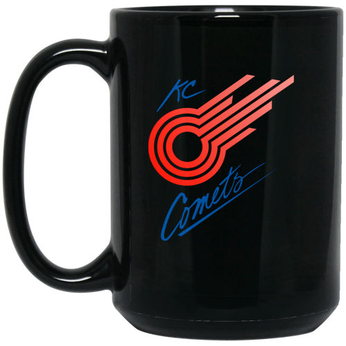 Kansas City Comets Mug 15oz Black Glossy Ceramic MISL Soccer
