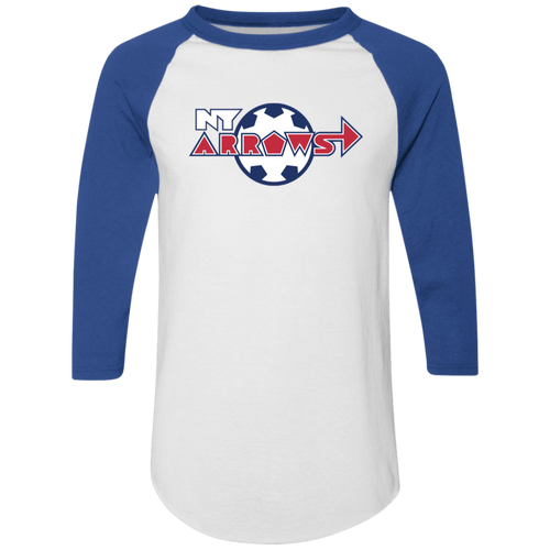 New York Arrows Raglan Shirt Colorblock MISL Soccer color White/Royal Blue
