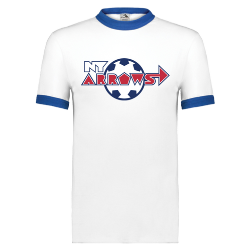 New York Arrows Ringer T-shirt MISL Soccer color White/Royal Blue