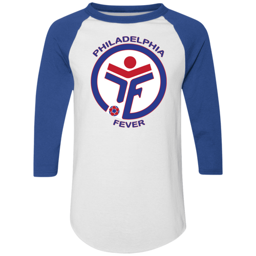Philadelphia Fever Raglan Shirt Colorblock MISL Soccer color White/Royal Blue