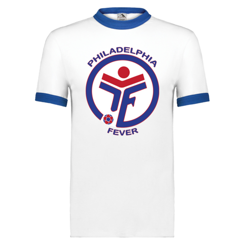 Philadelphia Fever Ringer T-shirt MISL Soccer color Athletic White/Royal Blue
