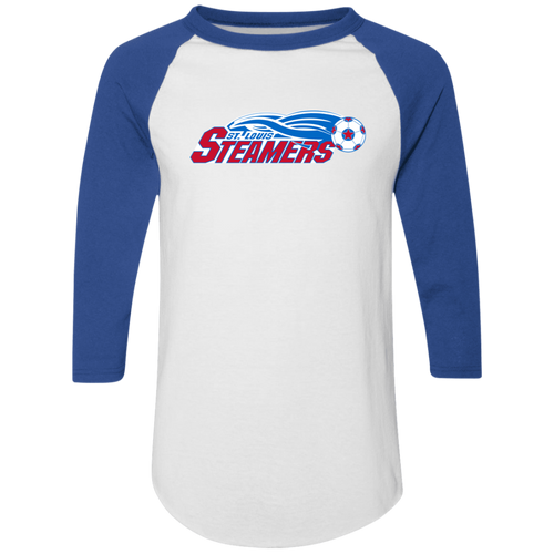 St. Louis Steamers Raglan Shirt Colorblock MISL Soccer color White/Royal Blue