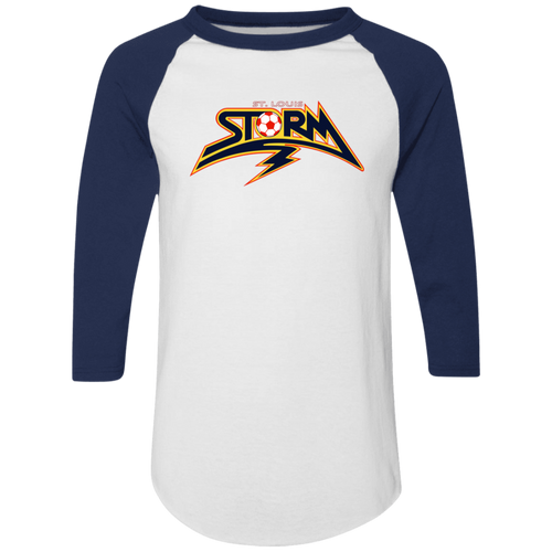 St. Louis Storm Raglan Shirt Colorblock MISL Soccer color White/Navy Blue